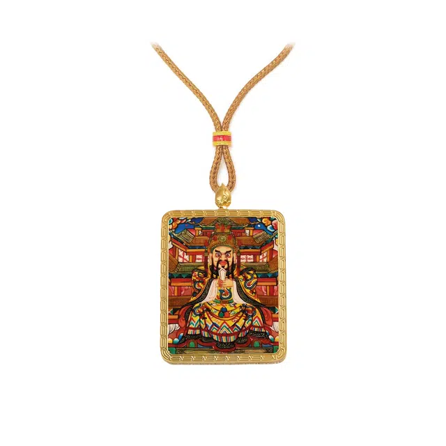 【百无禁忌百财来】 玉临门 时来运转国风五爷唐卡藏式财神吊坠 藏传佛教护身符能量本命佛#好运 合金 项链 男女同款情侣款