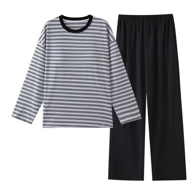 莫代尔 轻盈透气个性百搭圆领套头宽松显瘦自带胸垫防凸点家居服可外穿睡衣套装 女款