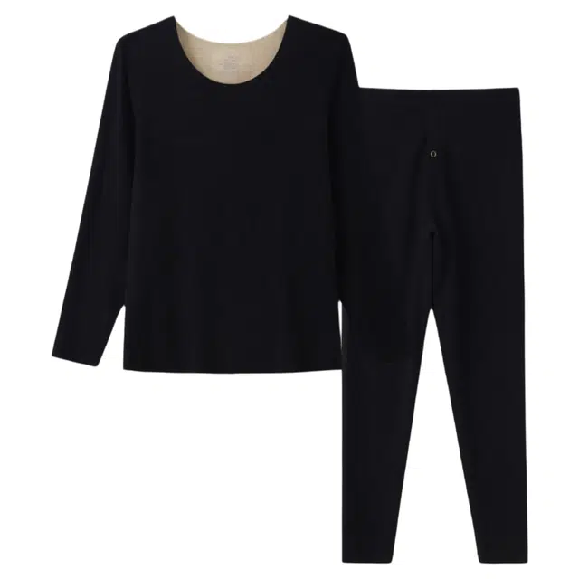 潞优野 亲肤柔软秋冬羊毛蚕丝德绒保加绒加厚发热打底无痕秋衣秋裤 保暖套装 男款