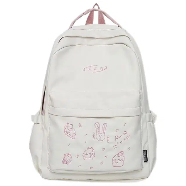 單倉 日韩系可爱卡通小众设计通勤百搭 尼龙 双肩包 常规 女款 多色