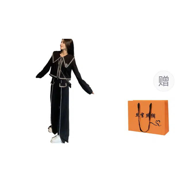 丝絮丝绸 小香风卫衣女秋款时尚炸街减龄两件套女 休闲套装 女款