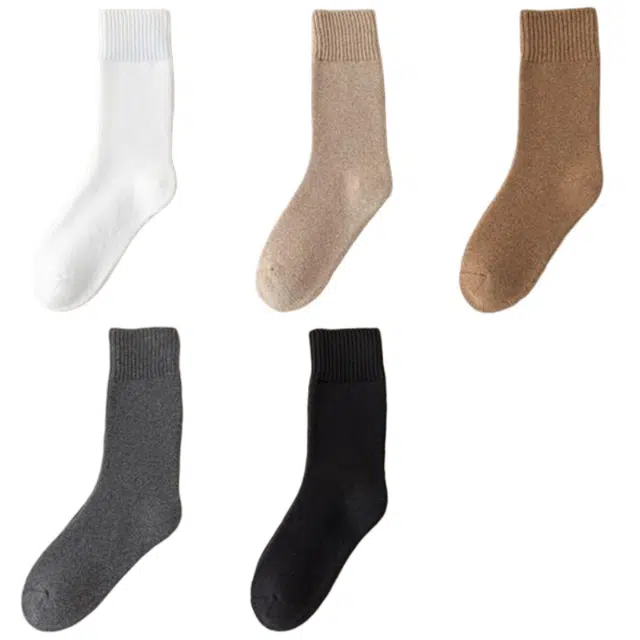 潞优野 轻奢高端袜子女性秋冬款加厚子女纯棉吸汗防臭毛巾冬季加绒保暖全棉长袜无骨高级感中筒袜 女款