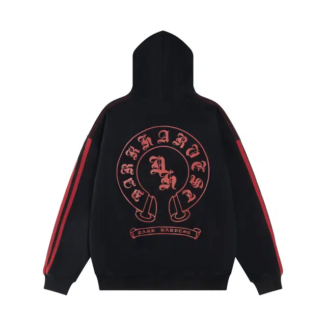 奇迹街区 美式复古织带设计哥特风文字图案印花高街潮牌百搭嘻哈宽松休闲个性小众感情侣日常上衣套头连帽卫衣 男女同款