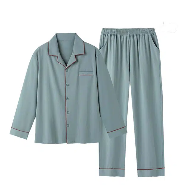 潞优野 高级感舒适纯棉长袖大码开衫四季通用男士家居服春秋款睡衣套装 男款