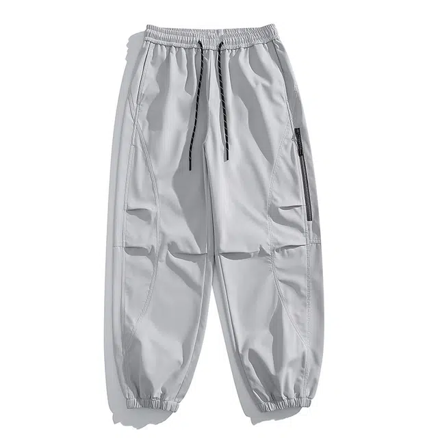 海尔斯 美式简约纯色大口袋宽松束脚休闲裤 男款