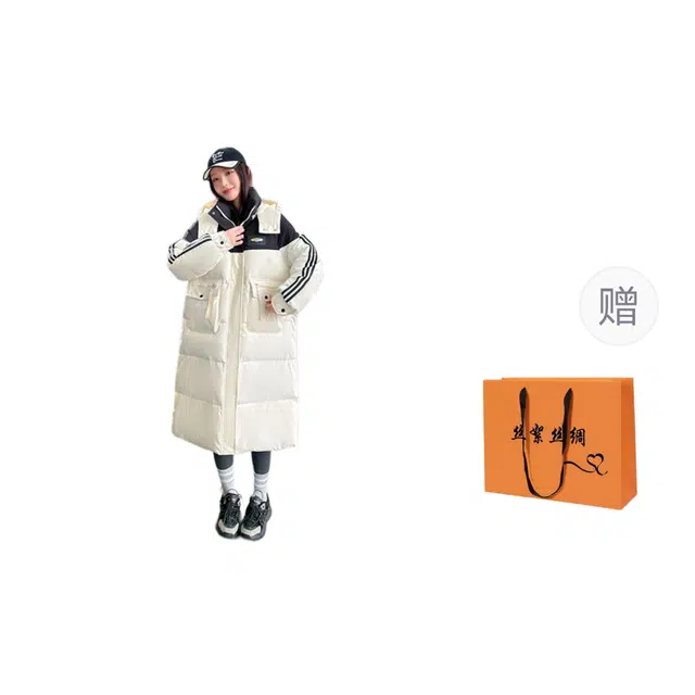 丝絮丝绸 冬季时尚百搭显瘦棉中长款保暖大码加厚连帽外套棉服 女款
