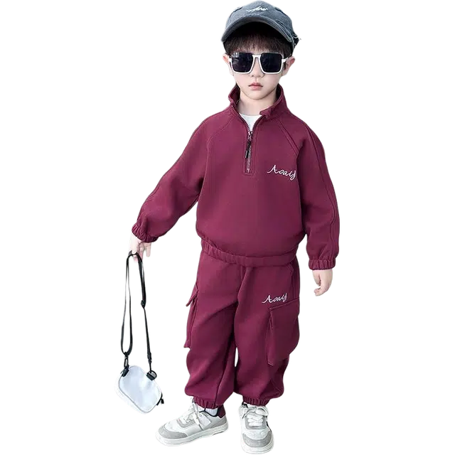 帕兰朵 休闲运动套装 春秋季 洋气时髦活力字母刺绣卫衣舒适束脚长裤两件套 中小童