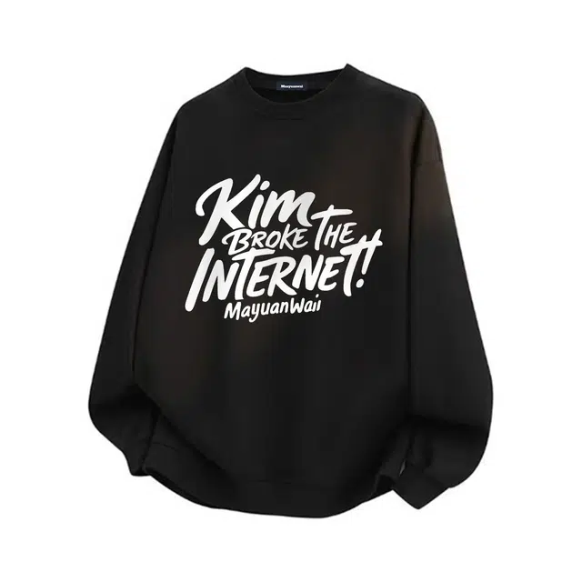 马员外 美式复古高街休闲舒适宽松日常通勤印花字母圆领套头痞帅潮流落肩长袖卫衣 男女同款