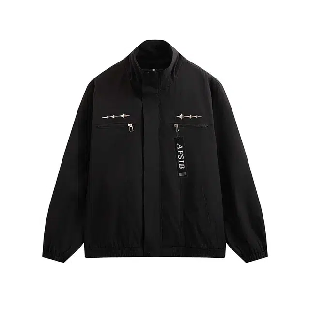 艾梵斯贝 美式复古潮流城市机能立领飞行员高级感潮牌无性别日常通勤百搭宽松休闲时尚个性装饰春秋季情侣款机车夹克 男女同款