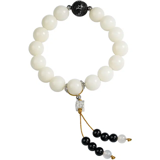 子婳 新中式精品念珠转运佛珠文玩盘玩小众精致复古国潮时尚优雅简约高级感手饰#好运 白玉菩提 手串 男女同款情侣款