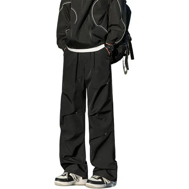 海尔斯 美式褶皱防风直筒休闲裤 男款