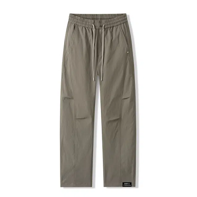 线条分割褶皱铆钉赫赫良衣 美式复古痞帅高街纯色简约基础款直筒垂感伞兵裤显高显瘦时尚宽松舒适百搭高级感学院风韩系潮牌休闲裤 男女同款