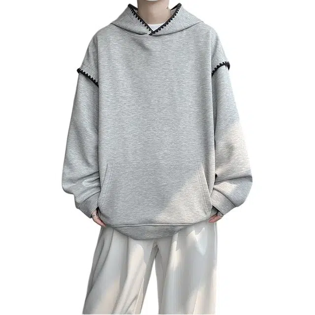 拓菲 学院风重磅贝壳绣花连帽秋季美式麦穗提花情侣宽松外套运动上衣卫衣 男女同款