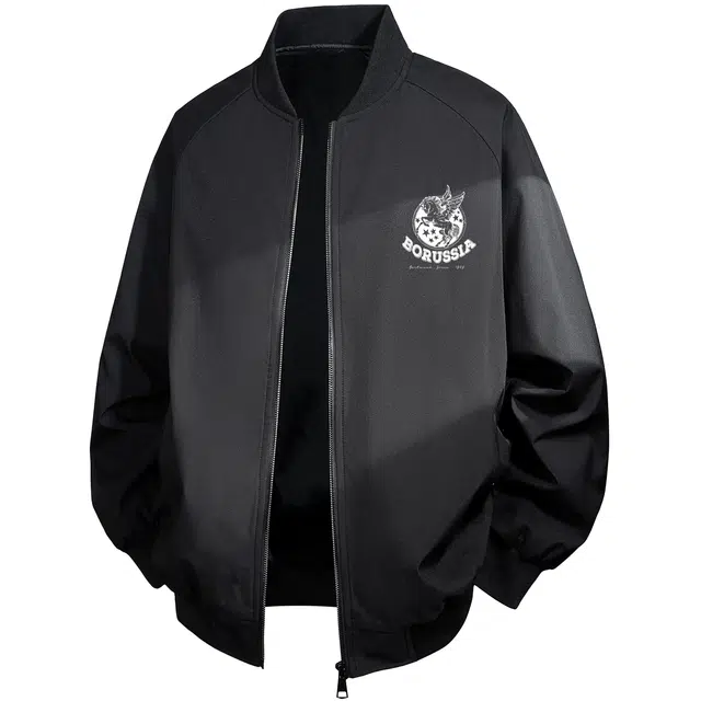 普鲁士多特蒙德 美式经典复古飞马星星徽章图案印花品牌宽松户外运动轻便防风耐磨教练服潮流短款飞行员拉链棒球领外套夹克 男女同款