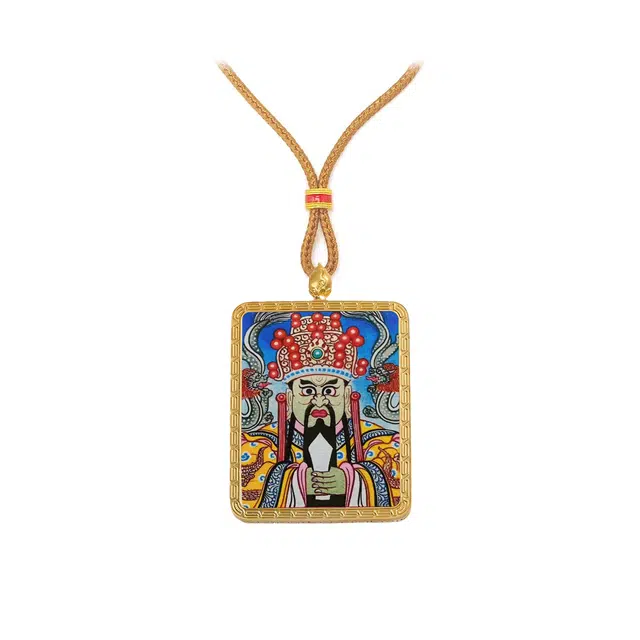 【百无禁忌百财来】 玉临门 时来运转国风五爷唐卡藏式财神吊坠 藏传佛教升职#好运 合金 项链 男女同款情侣款