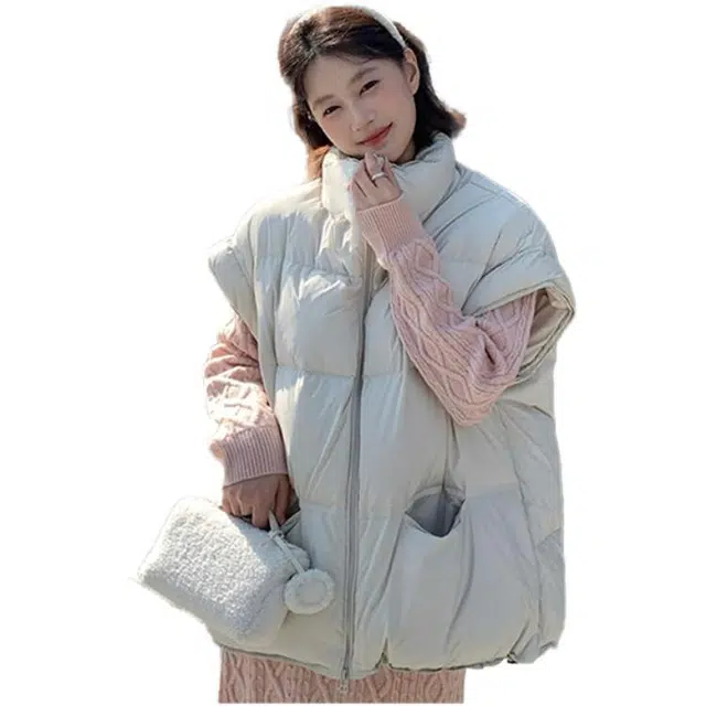 丝絮丝绸 秋冬宽松显瘦无袖保暖外套马甲 女款