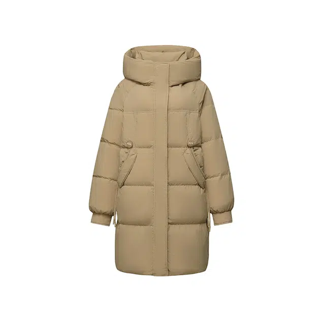 鸭鸭 冬季 中长款连帽韩版时尚百搭加厚保暖羽绒服 女款
