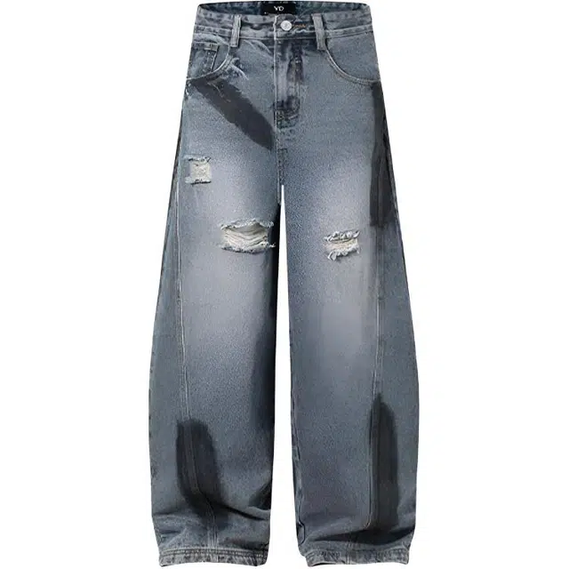 极限涡轮 美式高街痞帅水洗直筒裤宽松休闲百搭显瘦阔腿裤牛仔裤 男女同款