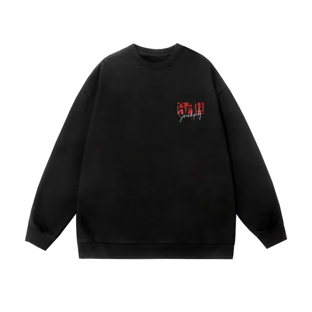 棉基因 早秋高街摇滚风学院风时尚潮牌简约潮男青少年复古男装减龄感通勤高级感韩系穿搭女士基础款无帽打底衫慵懒风女圆领卫衣 男女同款