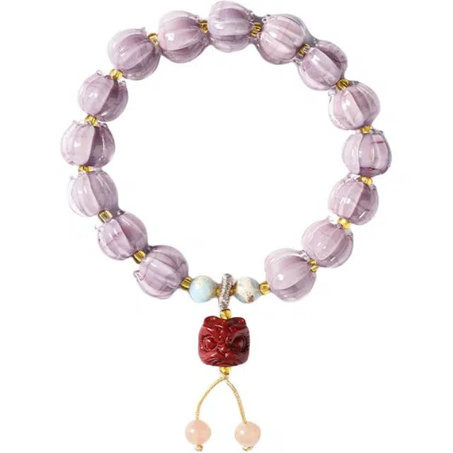 九隆古 森系仙气睡莲美人 醒狮瑞兽 好运莲花 诸事顺遂平安喜乐有钱花文玩盘玩佛珠转运珠#好运 琉璃 手串 男女同款情侣款