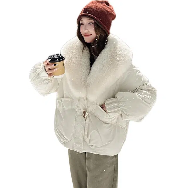 思蓓儿 纯色宽松长袖棉服 女款