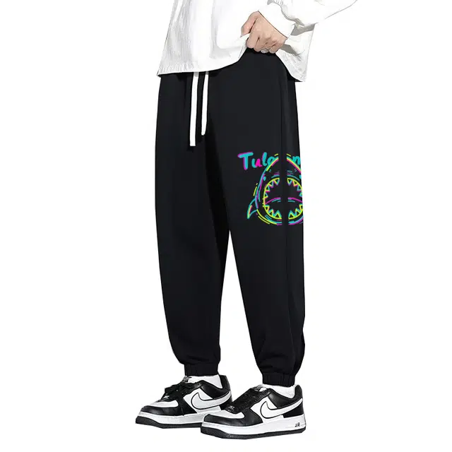 图兰朵 美式高街百搭宽松长裤束脚舒适简约时尚潮流休闲裤 男女同款