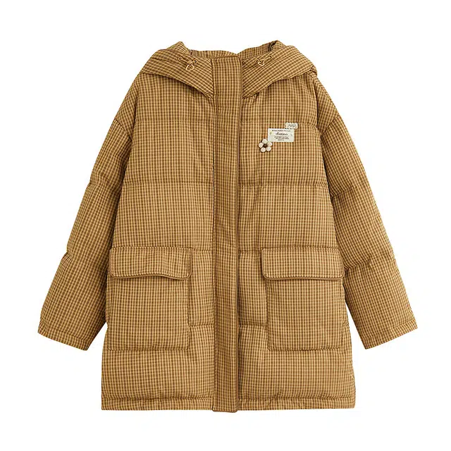 茵曼 时尚舒适纯色长袖中长款羽绒服 女款