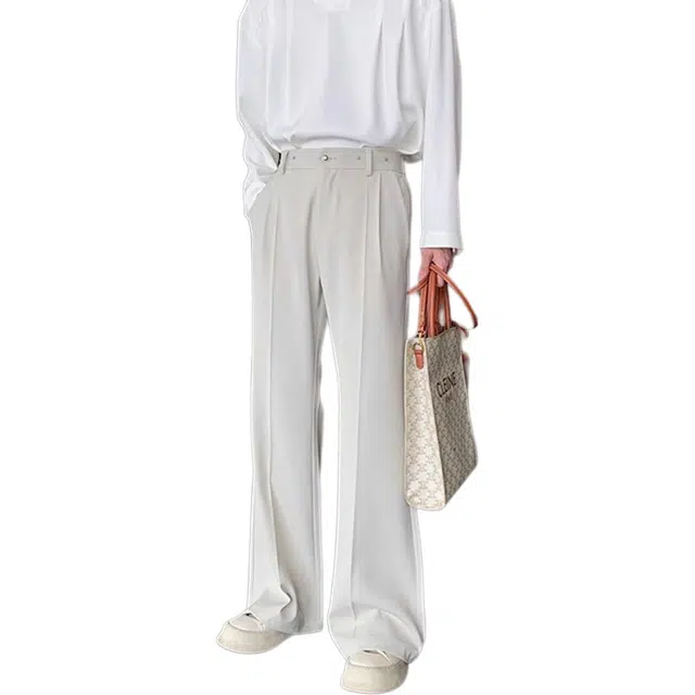 拓菲 那不勒斯垂感冰丝西裤男款夏季韩系穿搭微喇阔腿裤子高级感休闲裤 男女同款