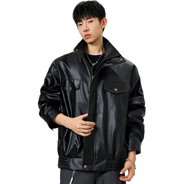 佐菲利 美式复古软皮衣外套潮牌宽松硬汉痞帅机车工装夹克 男女同款