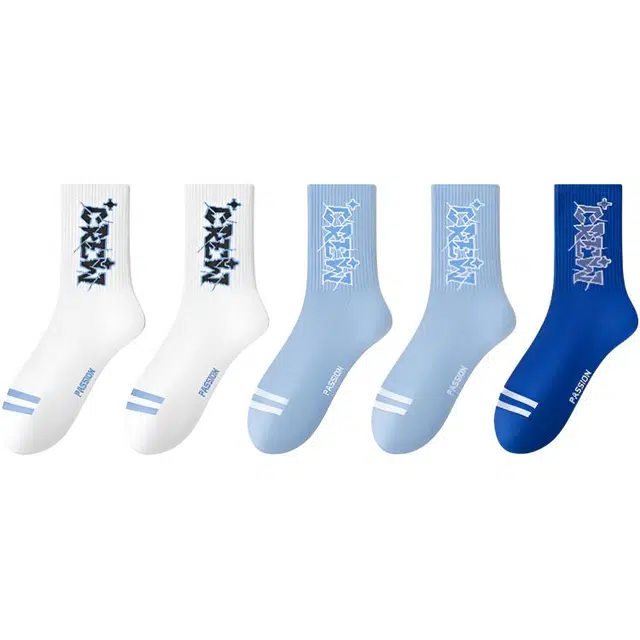 洛·恋 纯棉春秋季防臭吸汗青少年学生运动中筒袜 男款