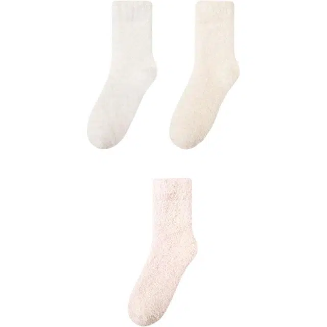 妮轻 加厚加绒保暖纯色简约中筒袜 女款