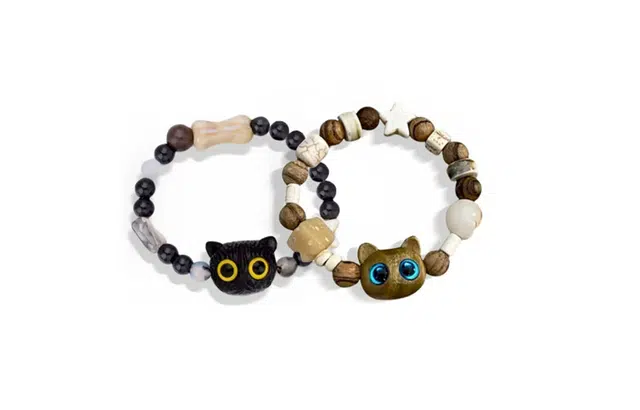 尚银福 可爱萌趣猫咪 潮酷森系小清新时尚可爱甜美少女心 小动物公主风轻奢高级感精致气质优雅个性百搭手饰 树脂 手串 男女同款情侣款