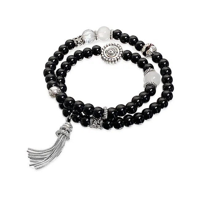 【有钱花-招财纳福】 百慕眸 新中式国潮 山鬼花钱礼盒 太极八卦 平安转运 多圈双层叠戴手饰套装好运 琉璃 手串 男女同款情侣款