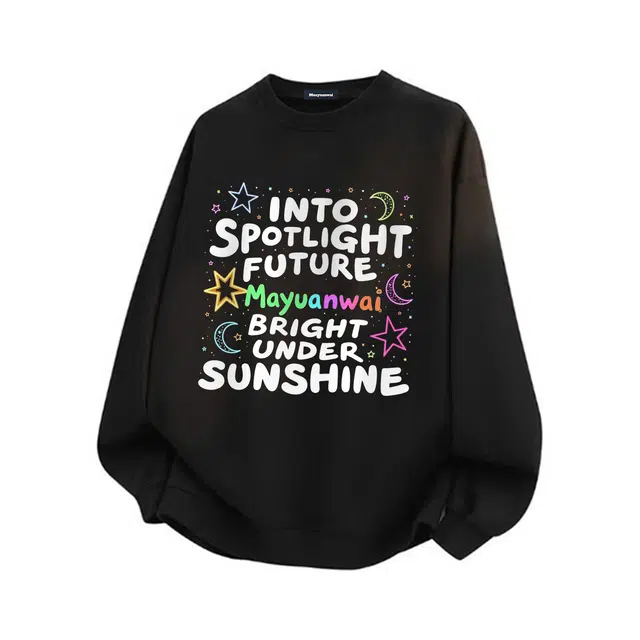 马员外 美式复古高街休闲舒适宽松日常通勤印花字母星空卡通动漫圆领套头落肩长袖卫衣 男女同款