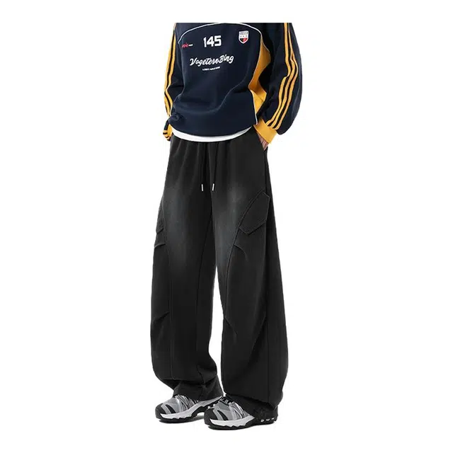 海尔斯 美式潮流百搭阔腿宽松系带休闲裤 男款