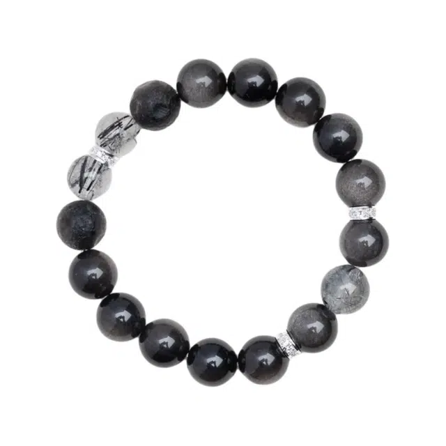 仙源 财运加倍 新中式国潮风招财纳福好运吉祥时尚潮流百搭高级感#好运 黑曜石 玉石手串 男女同款情侣款