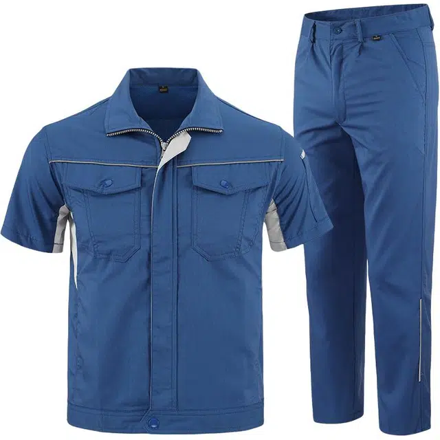 邦固依品 夏季薄款工作服男多口袋短袖防静电工厂服装弹力工装劳保服休闲运动套装 男女同款