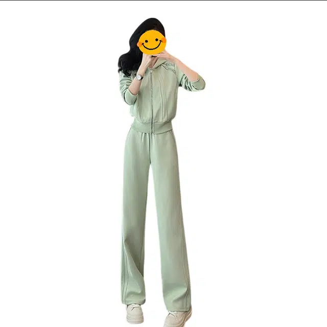 丝絮丝绸 流行韩版显瘦高级感连帽卫衣两件套休闲套装 女款