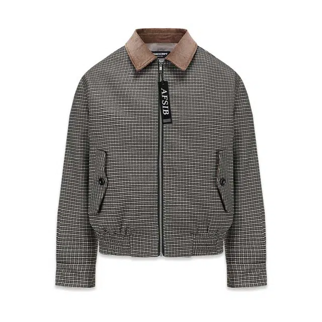 艾梵斯贝 美式复古潮流千鸟格灯芯绒领威尔士亲王老钱风设计感无性别巴恩风日常休闲时尚百搭潮酷气质简约春秋款翻领夹克 男女同款