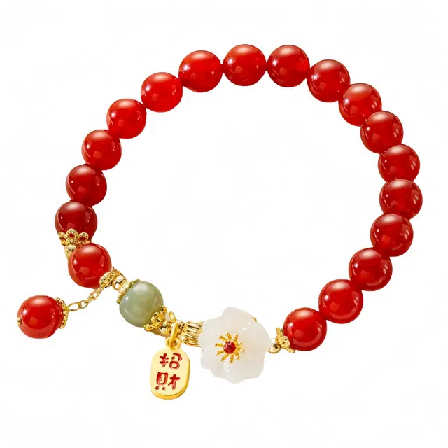 金碧鸢 精致优雅气质简约百搭显白接福纳祥转运小花#好运 玛瑙 手串 女款