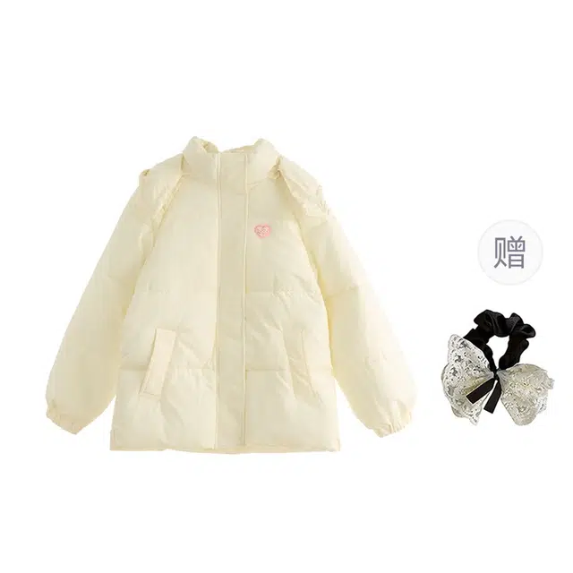 涂诗菲 韩系慵懒文艺风宽松时尚学院风法师温柔甜美简约百搭气质设计感棉服 男女同款