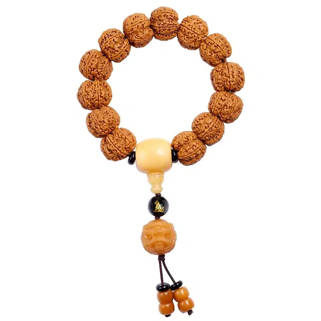 宣华意 收藏级六瓣盘玩尼泊尔原籽 复古国潮轻奢高端 本命年生肖招财貔貅手持文玩佛珠念珠#好运 金刚菩提 手串 男款