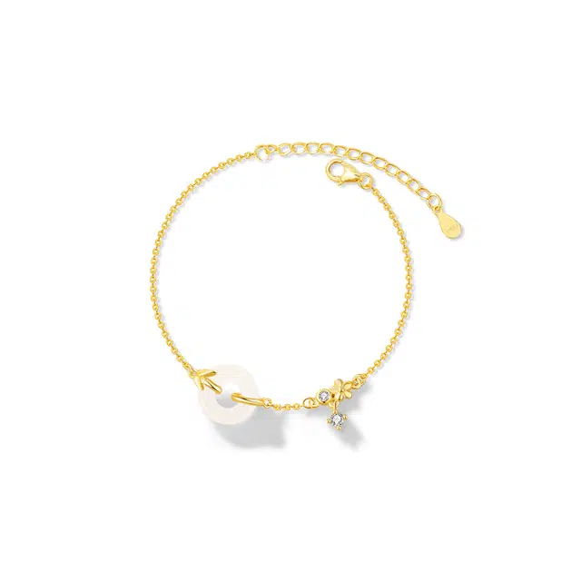 【Lucky幸运花】 周大生 竹节繁花平安扣 繁华似锦招财璀璨闪耀 小众轻奢精致优雅气质浪漫百搭 好运天然 玉髓 手链 男女同款情侣款