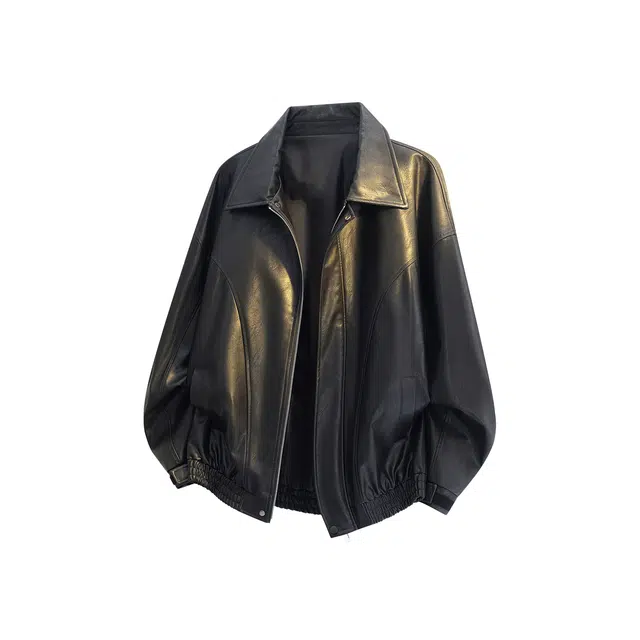 赛琪 美式复古机车外套男秋季巴恩风痞帅翻领街头宽松百搭美拉德皮衣 男女同款