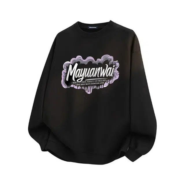 马员外 美式复古卡通高街休闲舒适宽松日常通勤印花字母涂鸦痞帅潮流圆领套头落肩长袖卫衣 男女同款