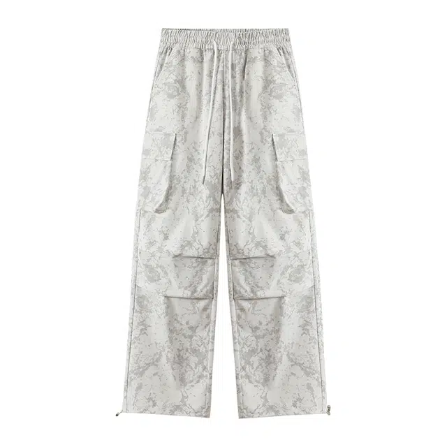 左岸 美式扎染工装裤女装高腰显瘦束脚女裤登山降落阔腿裤两穿伞兵裤舒适百搭时尚宽松垂感休闲裤 女款