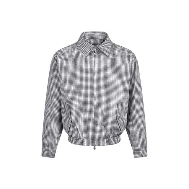 艾梵斯贝 美式复古潮早秋短款双拉链格子简约设计款无性别高级感宽松休闲商务时尚日常通勤百搭气质高街风个性情侣款夹克 男女同款