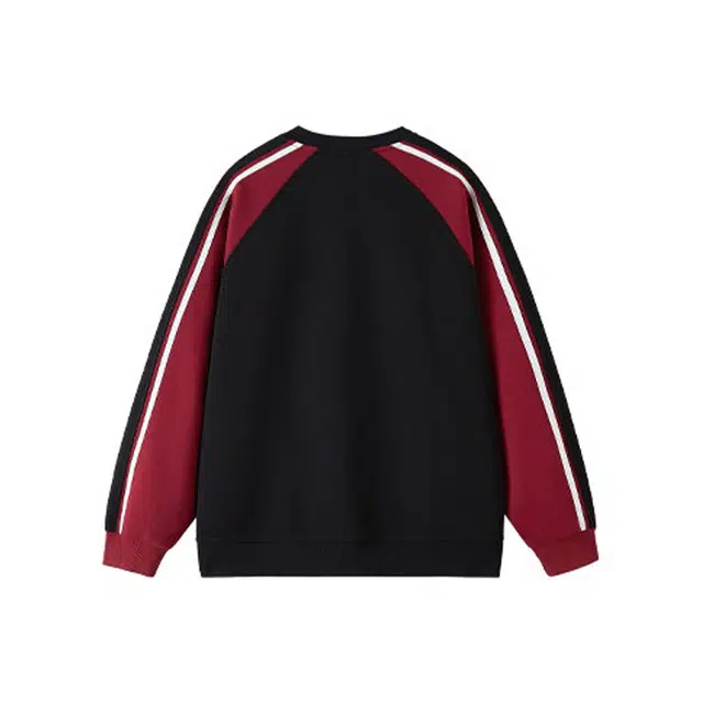 欧路得 美式学院风撞色插肩袖女男秋季字母印花上衣运动风圆领套头衫卫衣 男款