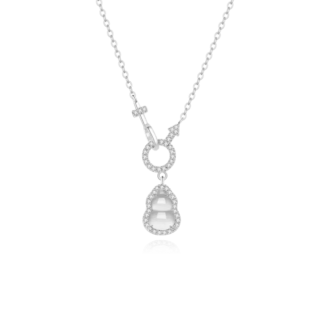 周大生 【附鉴定证书 福禄升发】福禄玉葫芦 白月光轻奢大气高级纯净感锁骨链 珠宝配饰 幸运套链 好运天然 玉髓 项链 男女同款情侣款