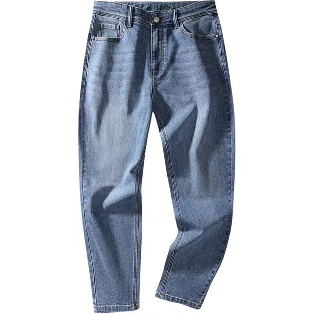 与狼共舞 弹力宽松全适配直筒长裤通勤百搭挺阔有型时尚休闲刺绣牛仔裤 男款